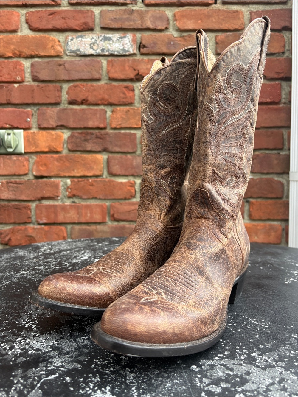 J.B. Dillon Brown Goat Leather Cowboy Boots size 8B